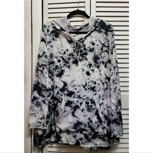 Black and White TieDye lace up hoop 2x